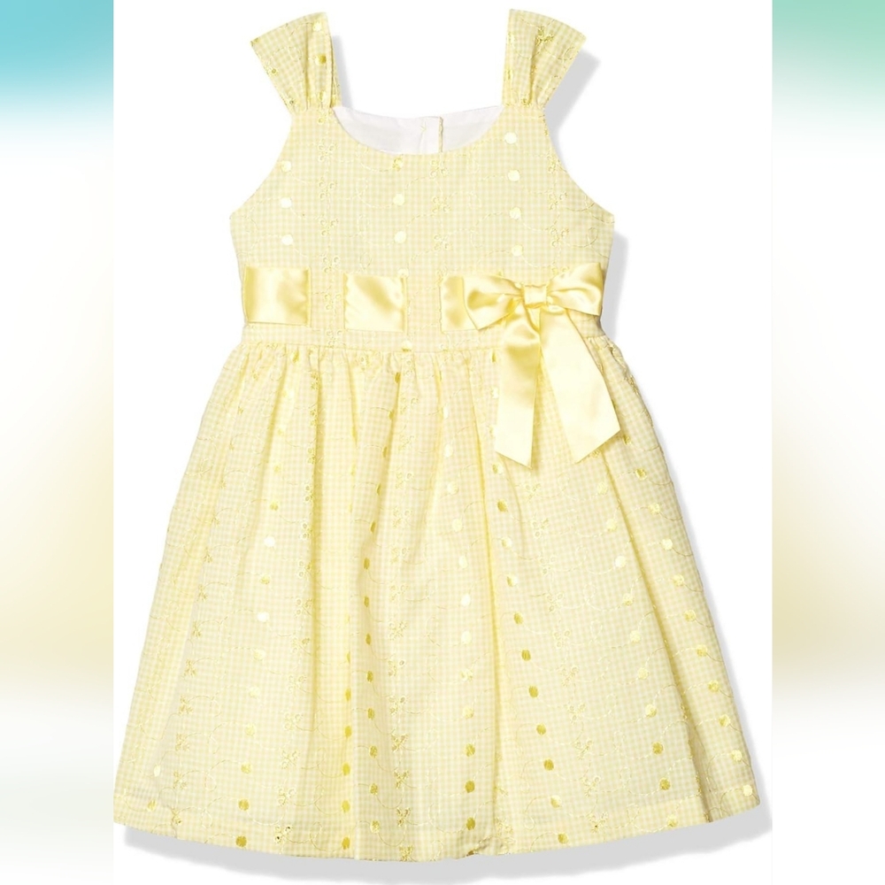 Bonnie Jean Yellow Dress with Bow Accent